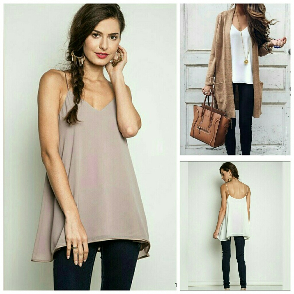 Taupe Chiffon Tank